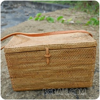 sequare sling cosmetic large bags rattan straw handmade